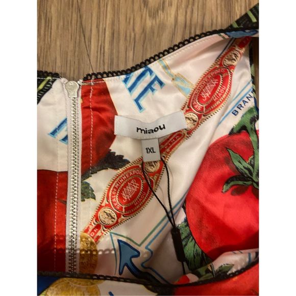 Miaou Campbell Satin Corset Figaro Italy Print Size 1XL NWT $269 - Picture 4 of 6